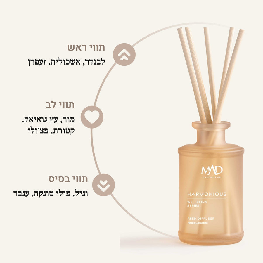 Mad Wellbeing Harmonious - **Mad Wellbeing Harmonious** – מבשם חלל (Reed Diffuser) 190 מ״ל